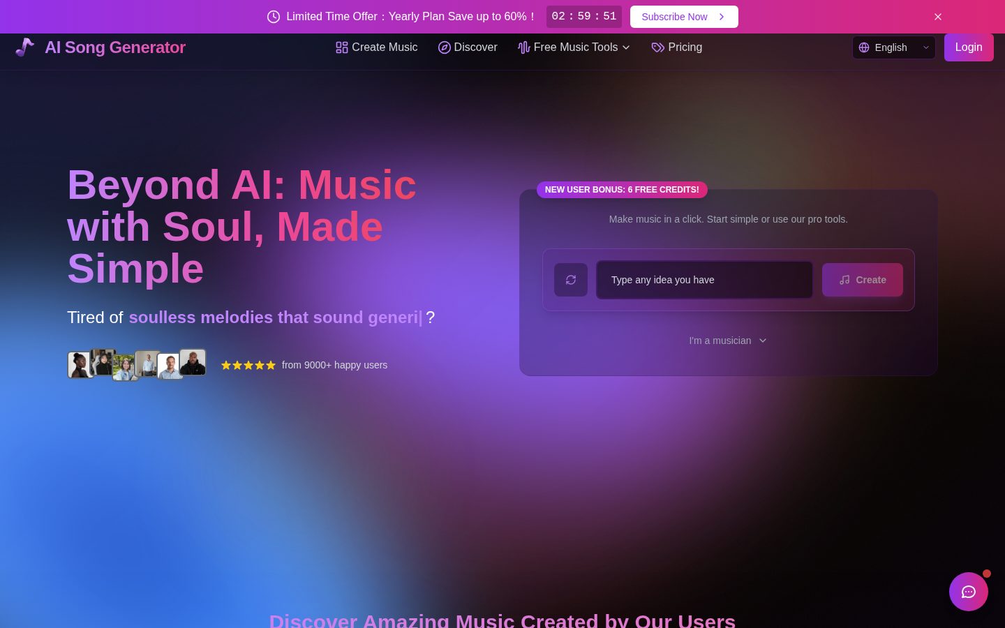 AI Songs Maker Homepage