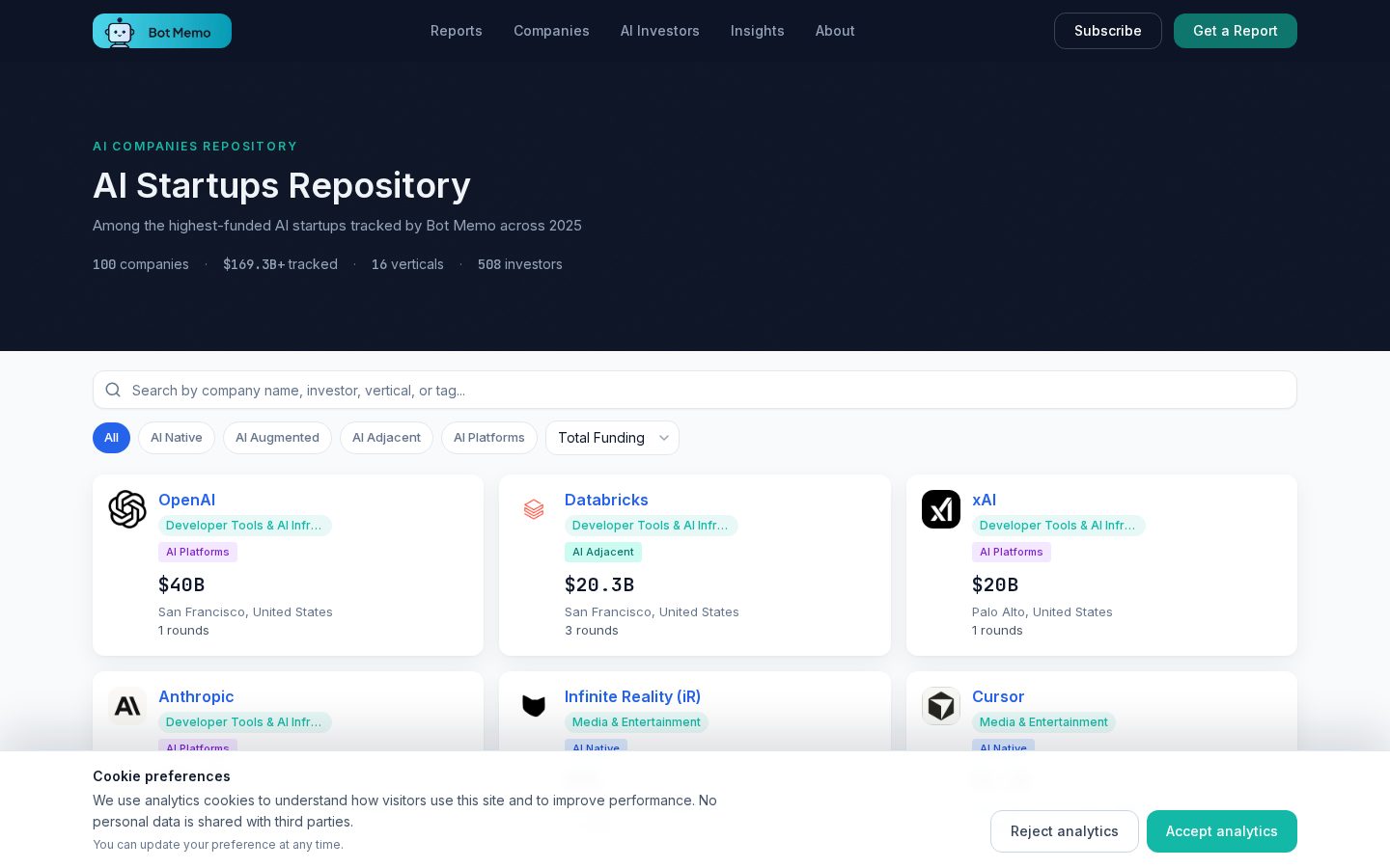 AI Startup Repository Homepage