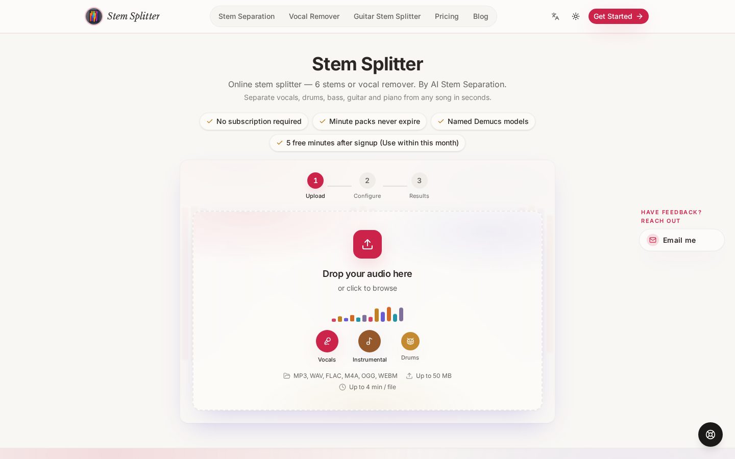 AI Stem Separation Homepage