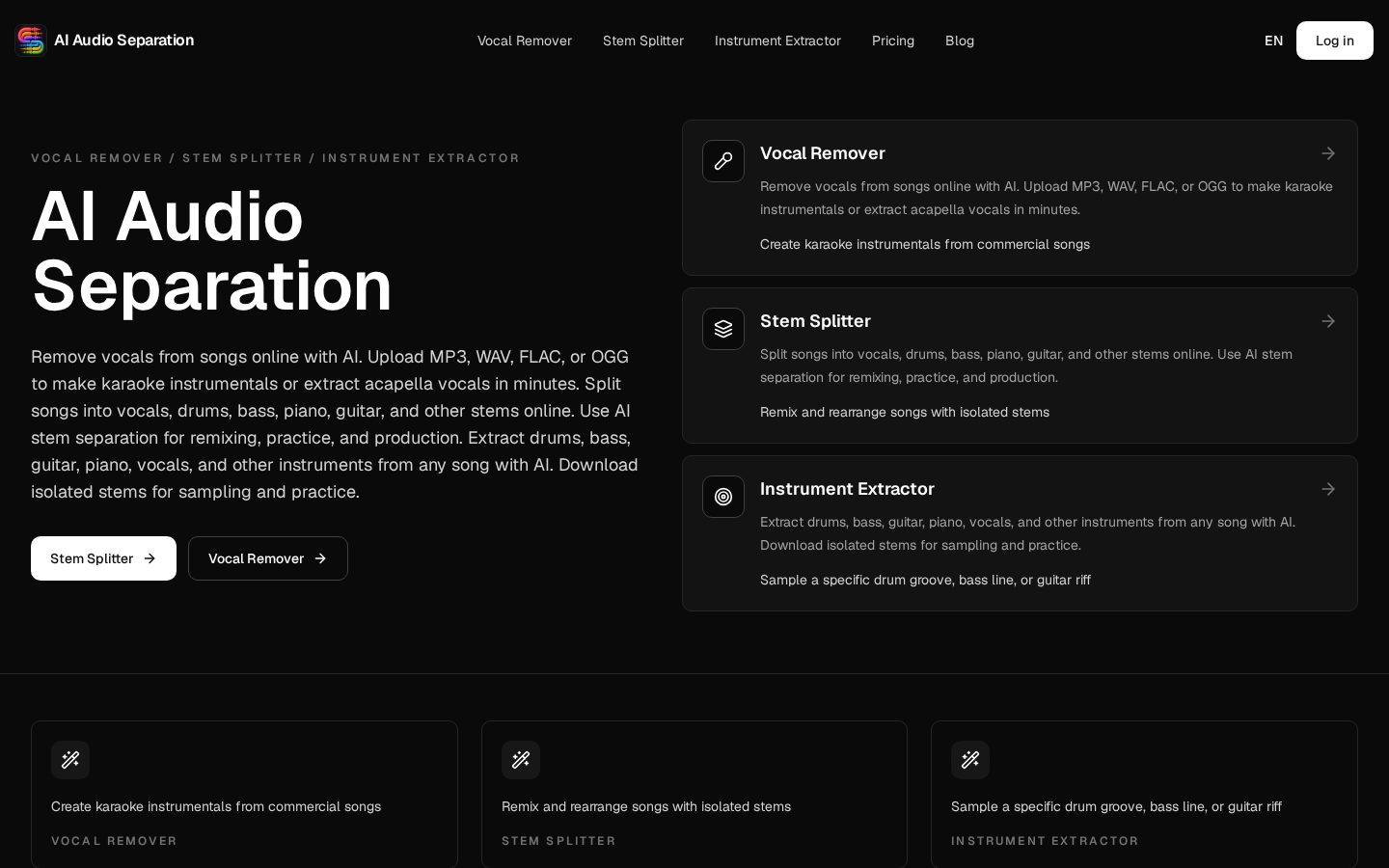 AI Stem Splitter Homepage