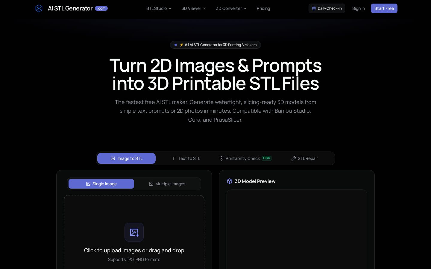 AI STL Generator Homepage