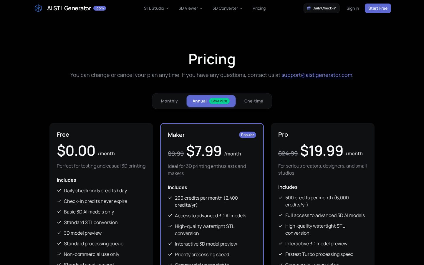 AI STL Generator Pricing