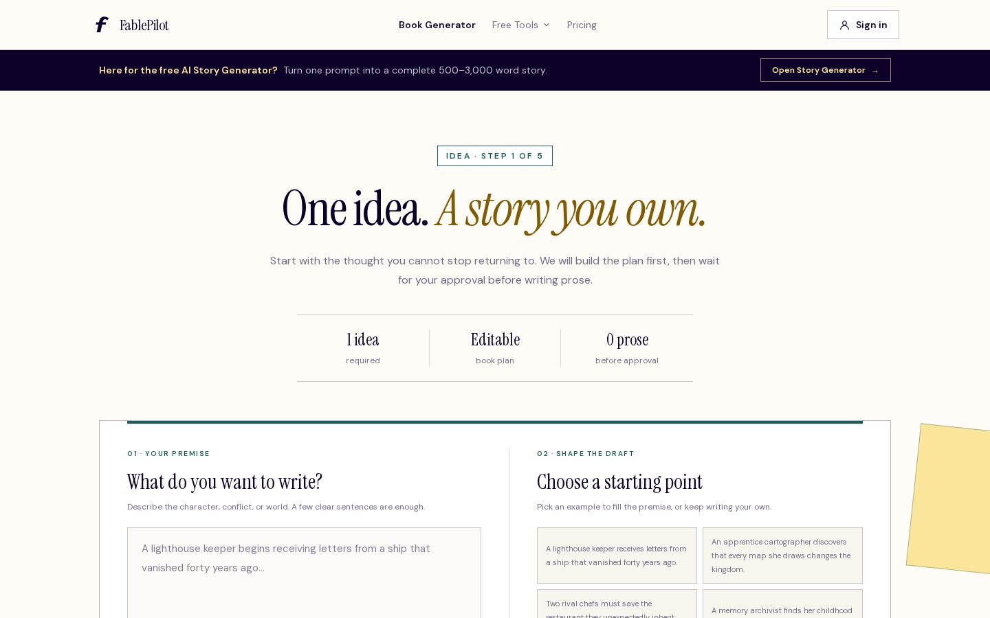 AI Story Generator Free Homepage