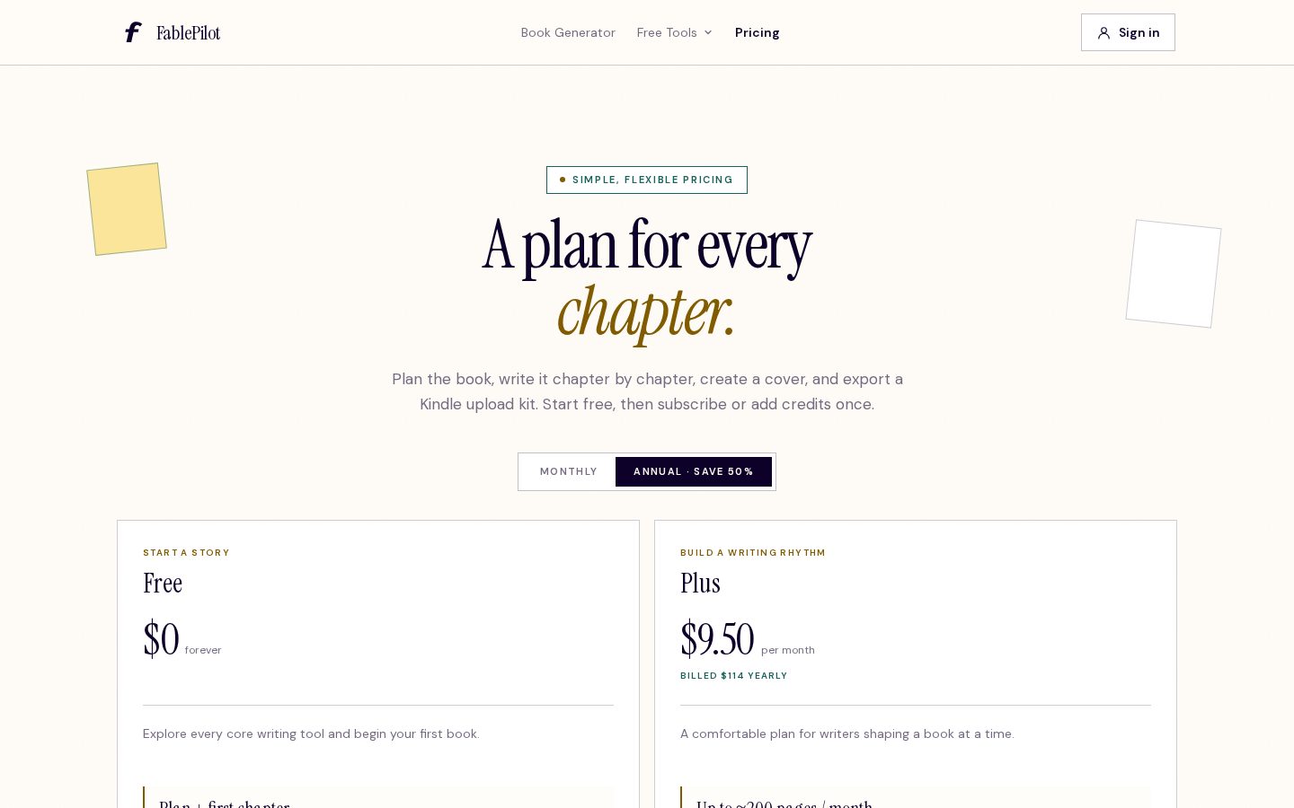 AI Story Generator Free Pricing