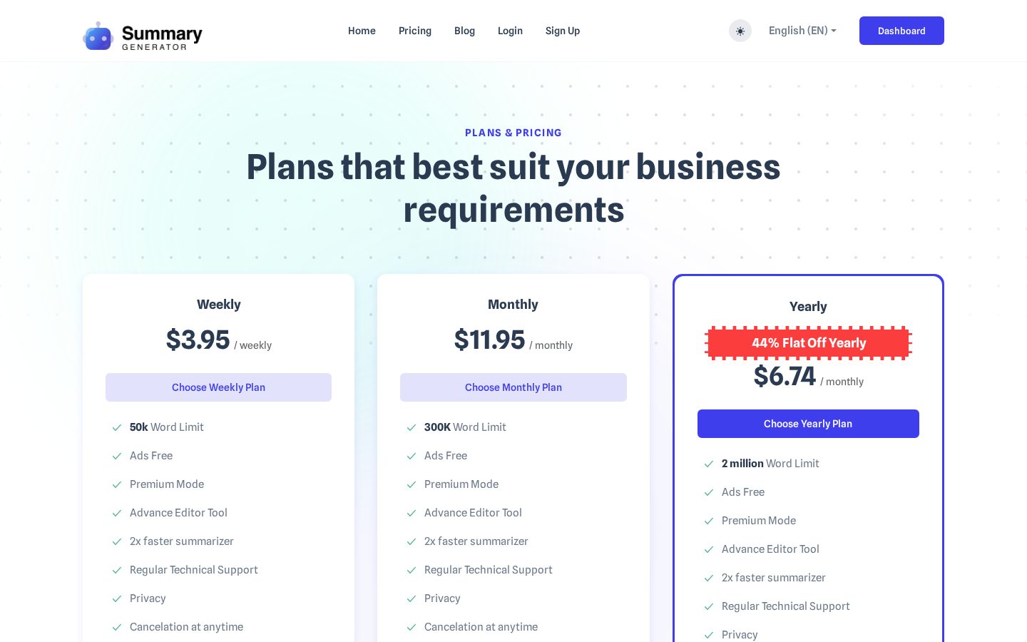 AI Summary Generator Pricing