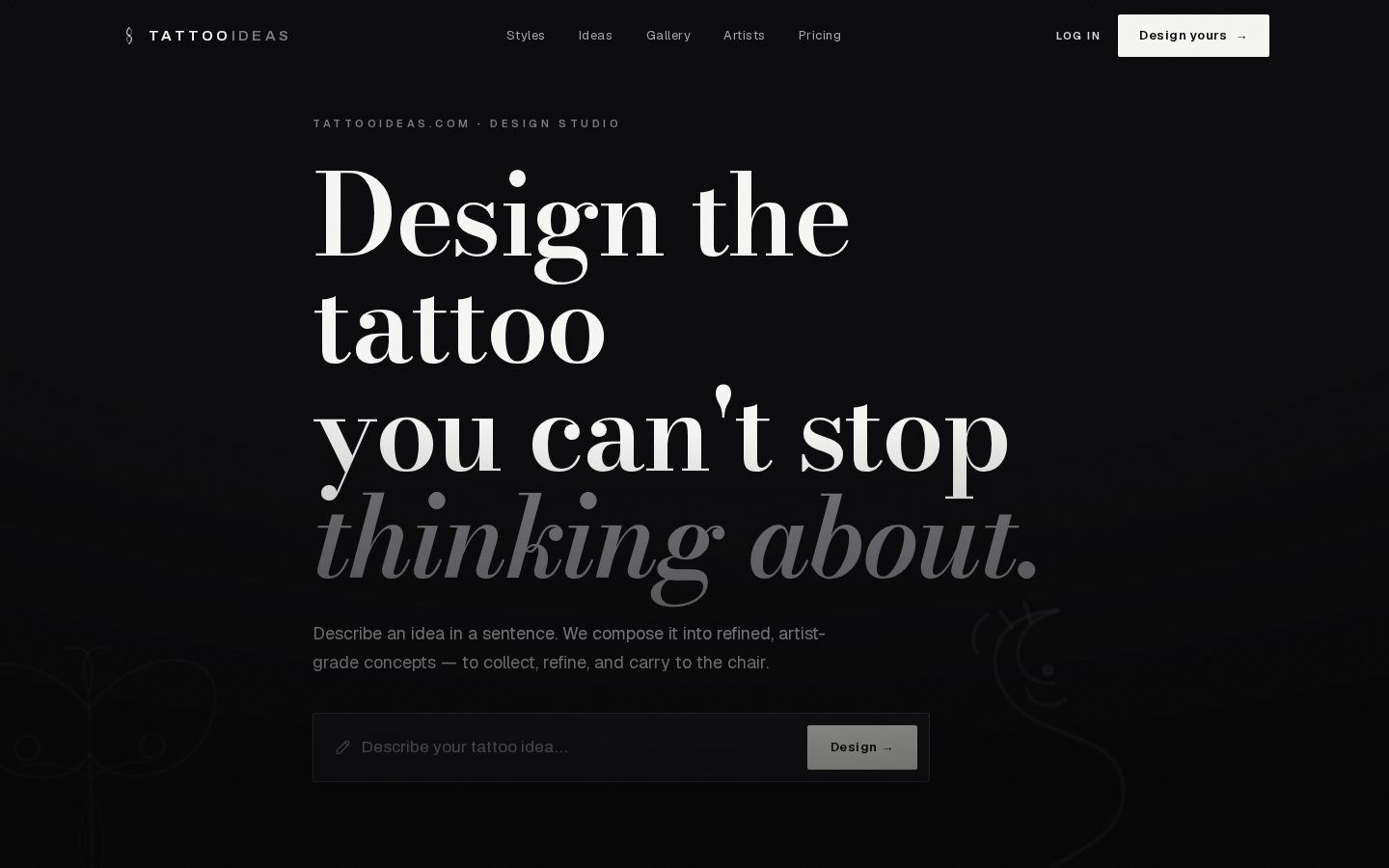 AI Tattoo Ideas Homepage