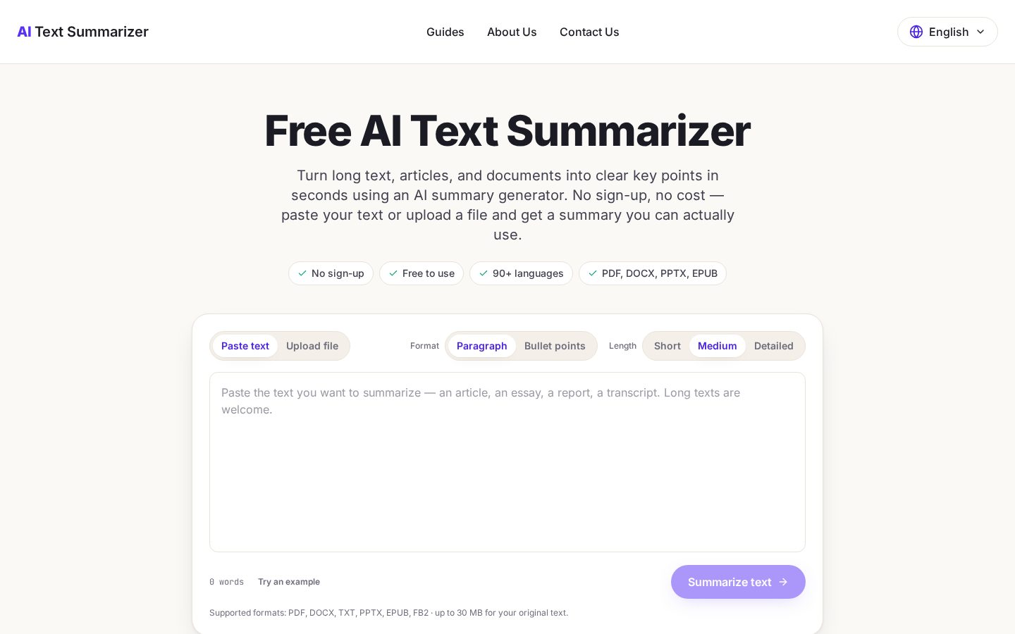 AI Text Summarizer That Rocks: Faster Content Analysis Homepage