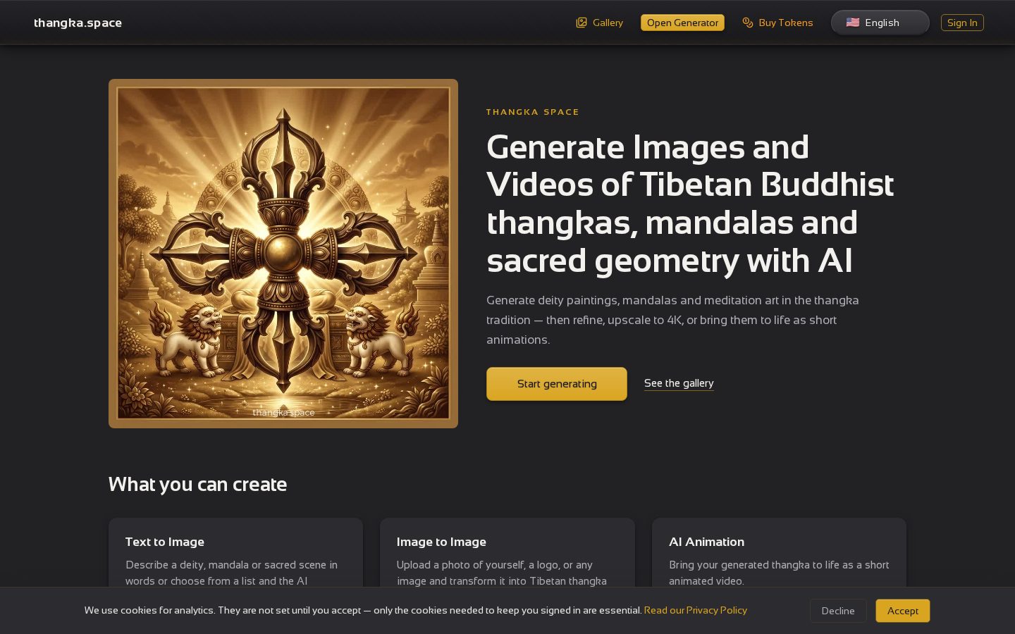 AI Thangka Art Generator Homepage