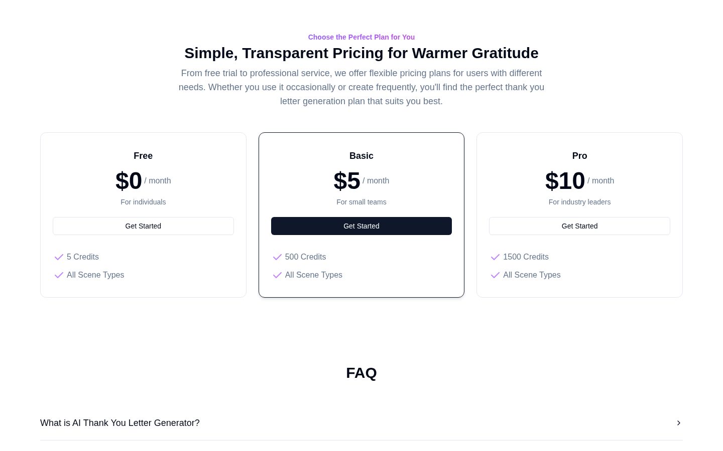 AI Thank You Letter Generator Pricing
