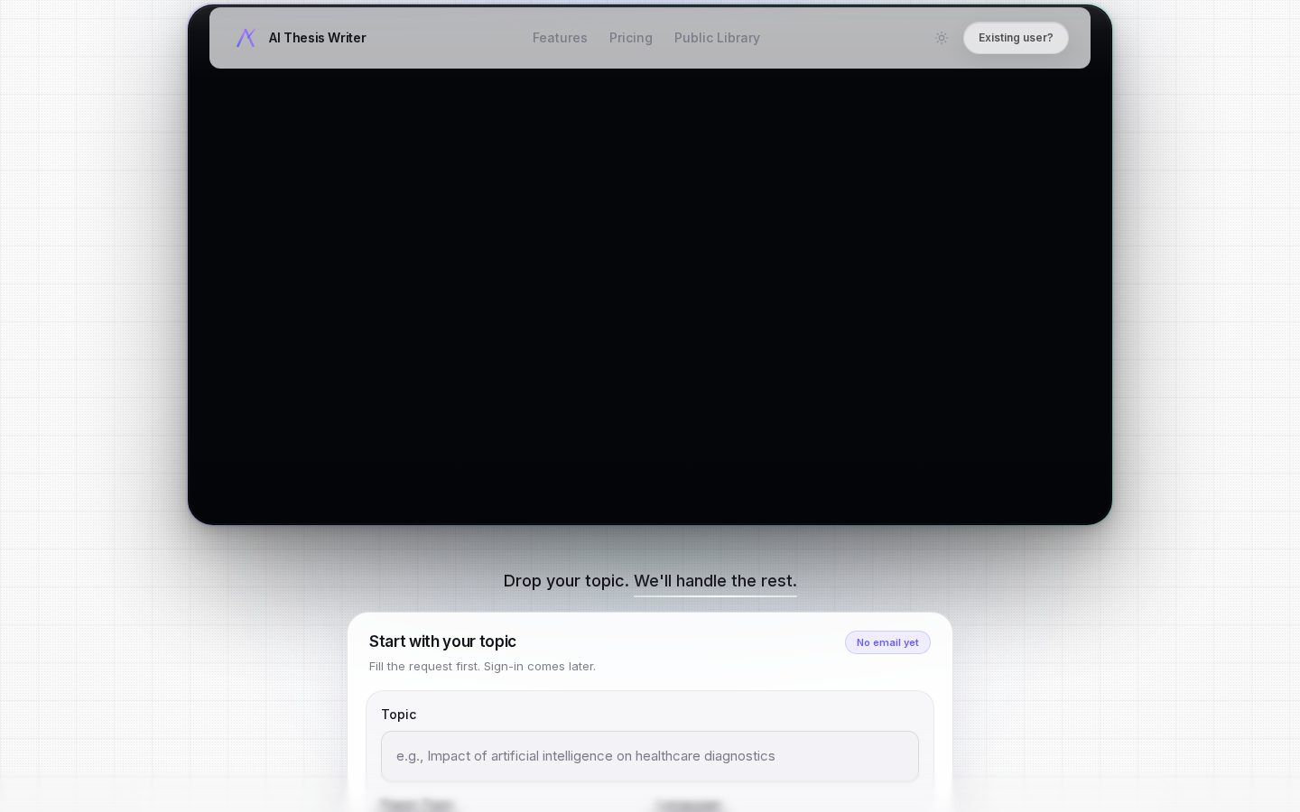 AI Thesis Writer Homepage