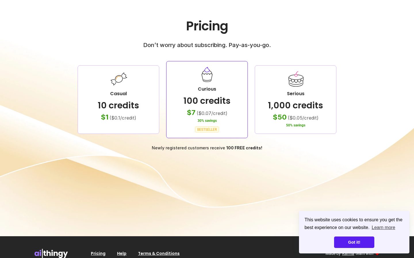 AI Thingy Pricing