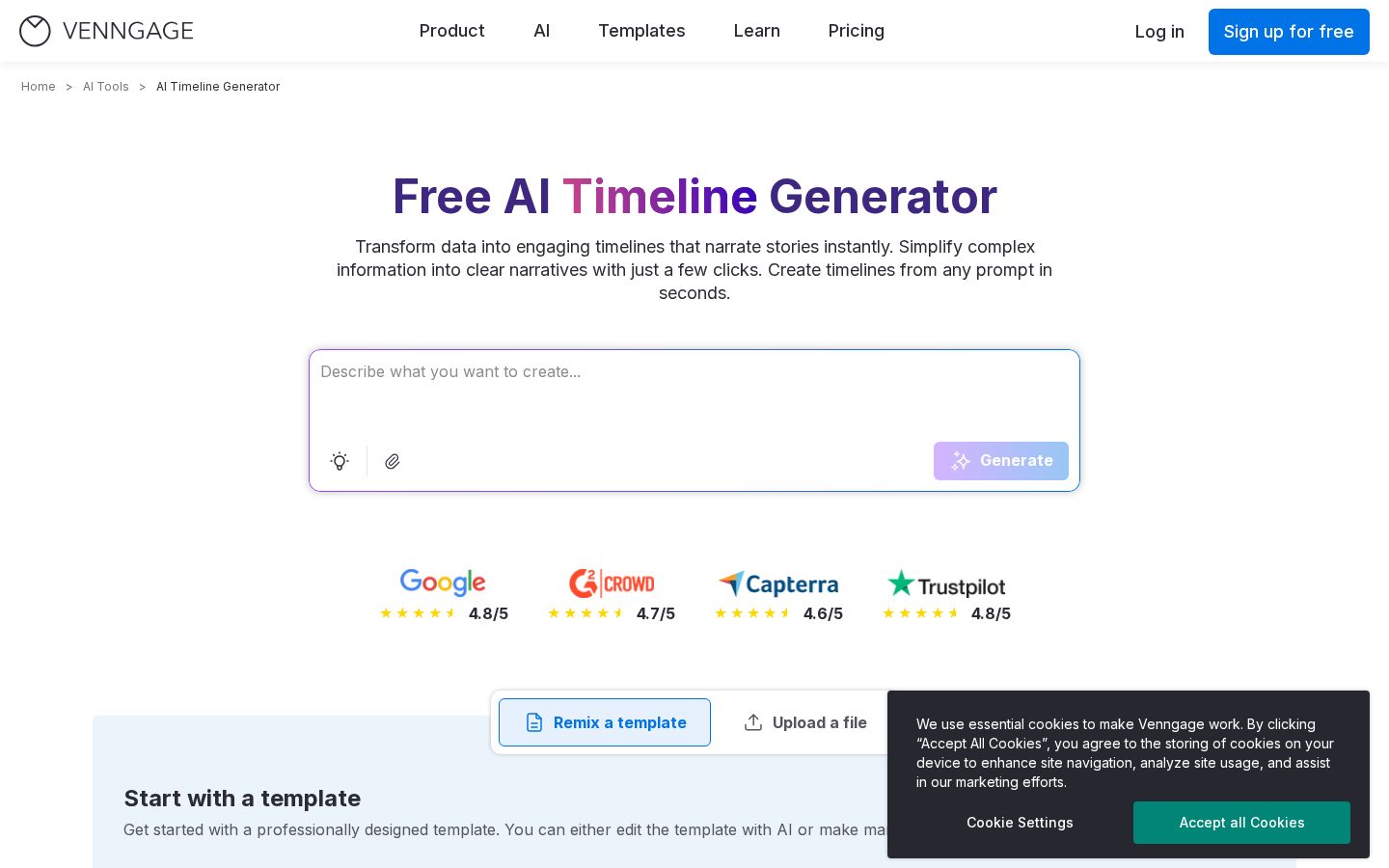 AI Timeline Generator Homepage