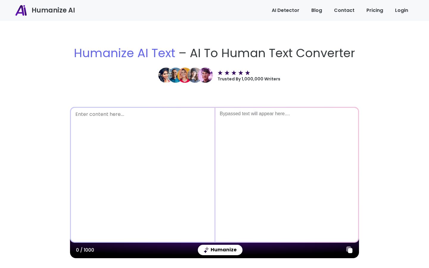 Ai to human text Homepage