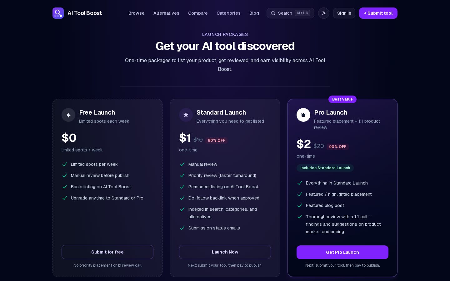 AI Tool Boost Pricing