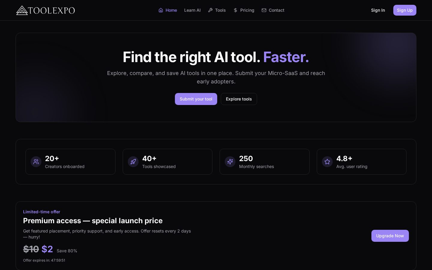 AI tool collector Homepage