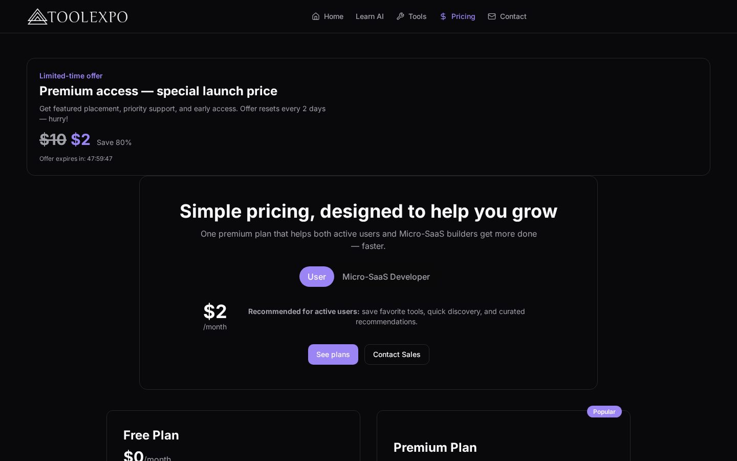 AI tool collector Pricing