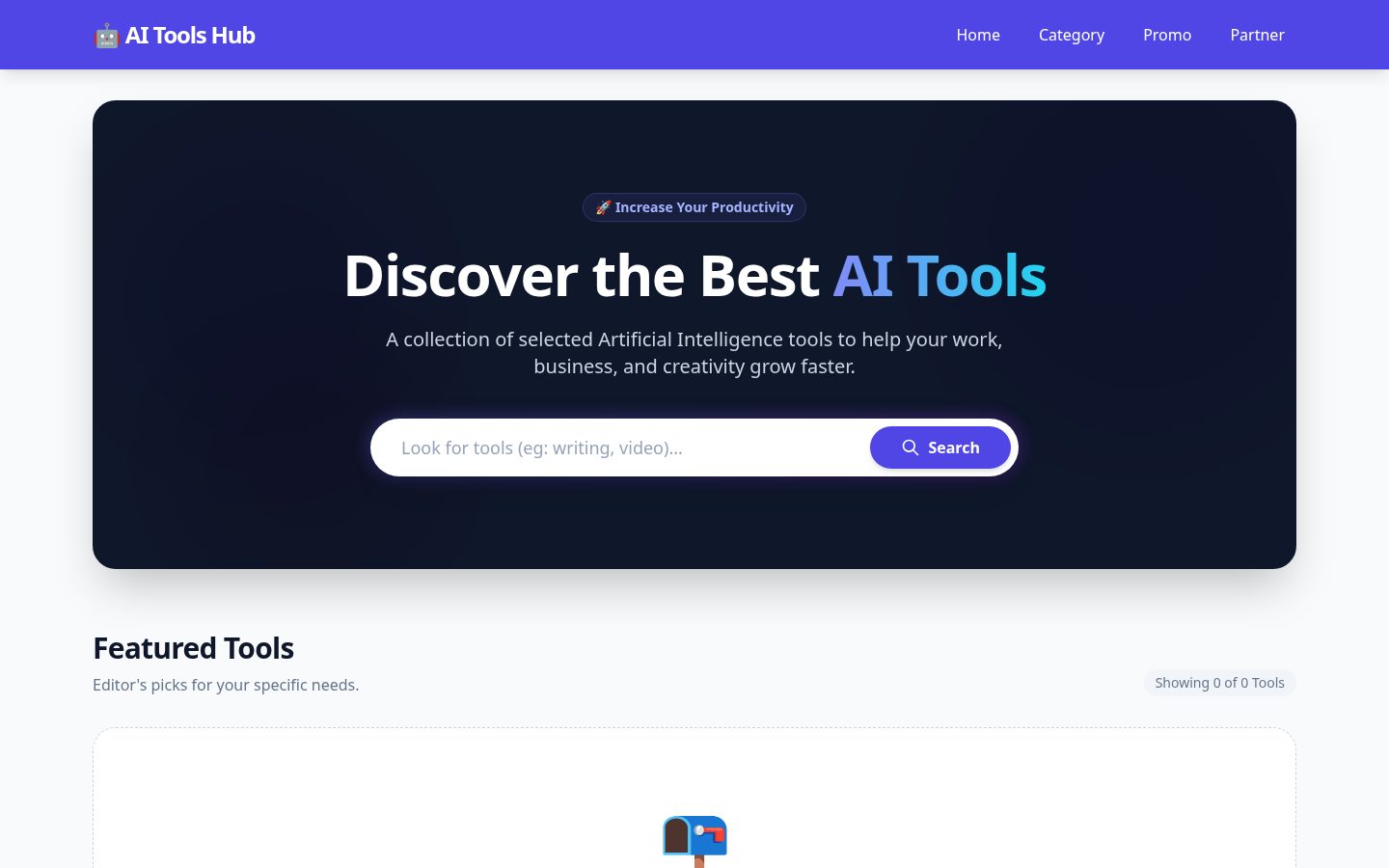 AI Tools Hub Homepage