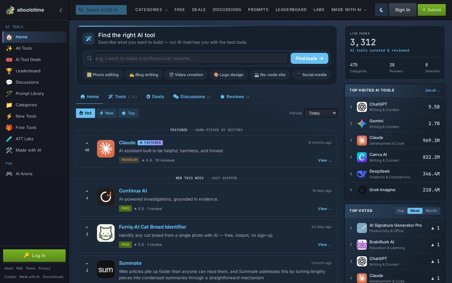 Ai Tools Time Homepage