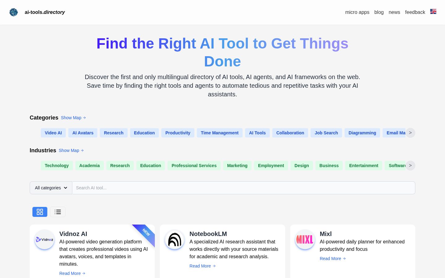 ai-tools.directory Homepage