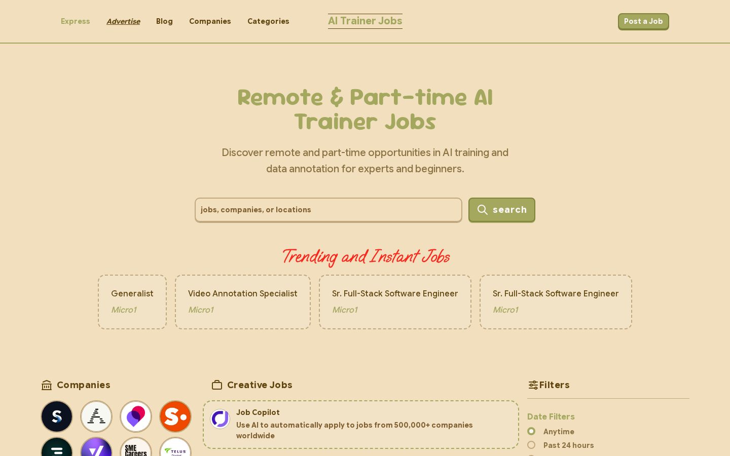 AI Trainer Jobs Homepage