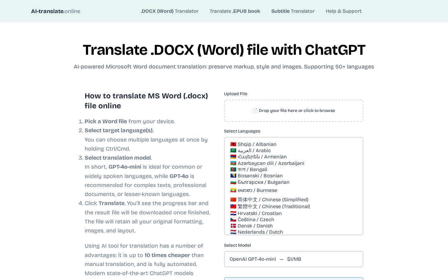 AI-Translate.online Homepage