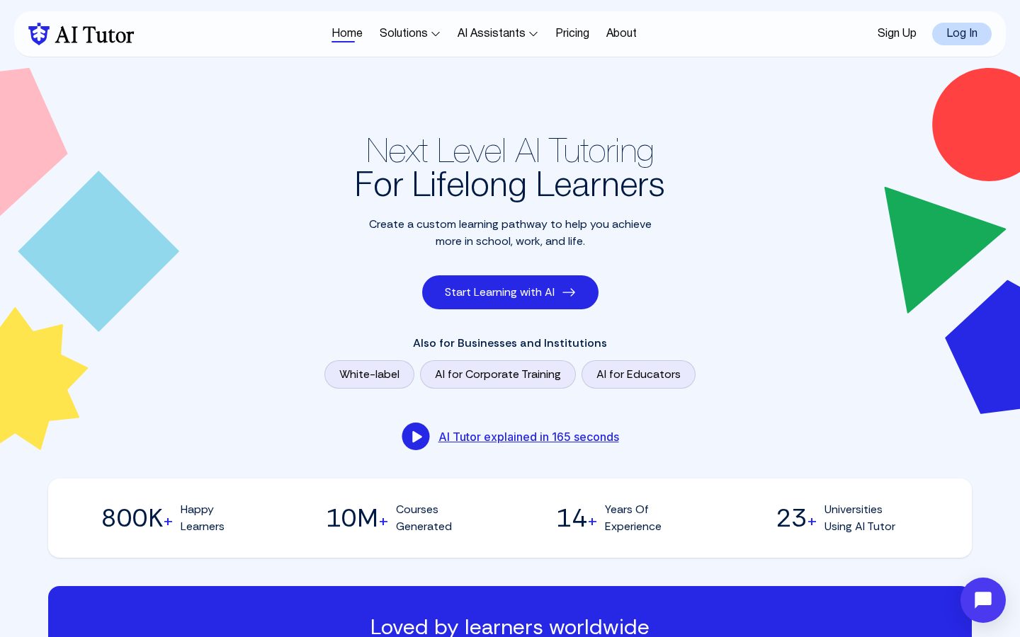 AI Tutor Homepage
