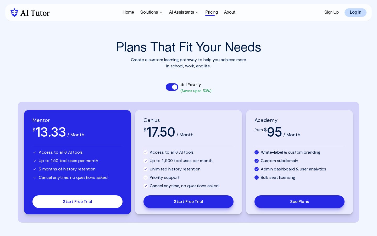AI Tutor Pricing