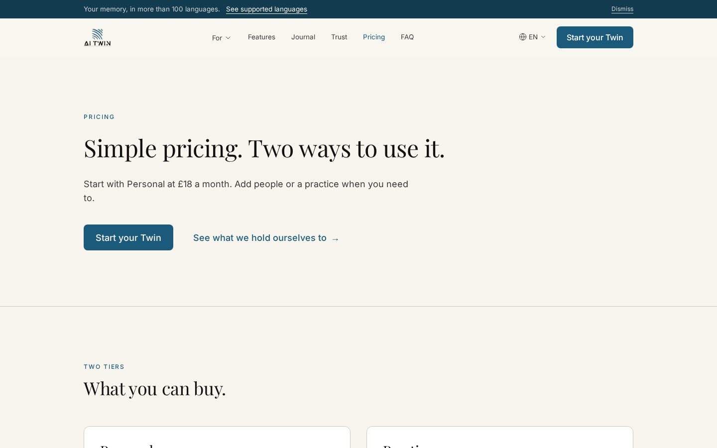 AI Twin Pricing