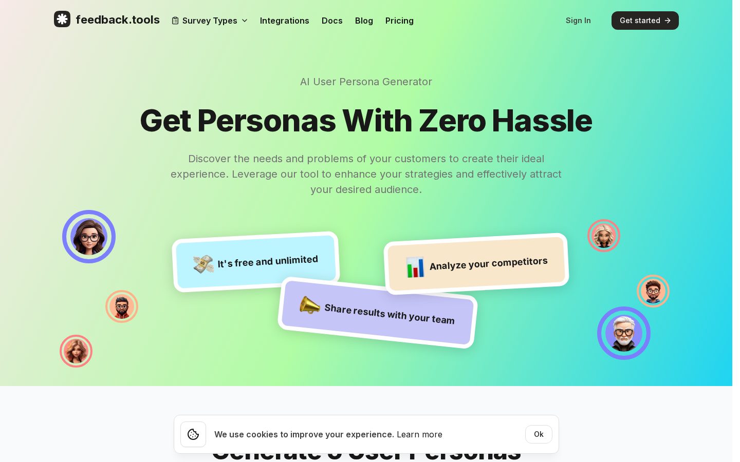 AI User Persona Generator Homepage