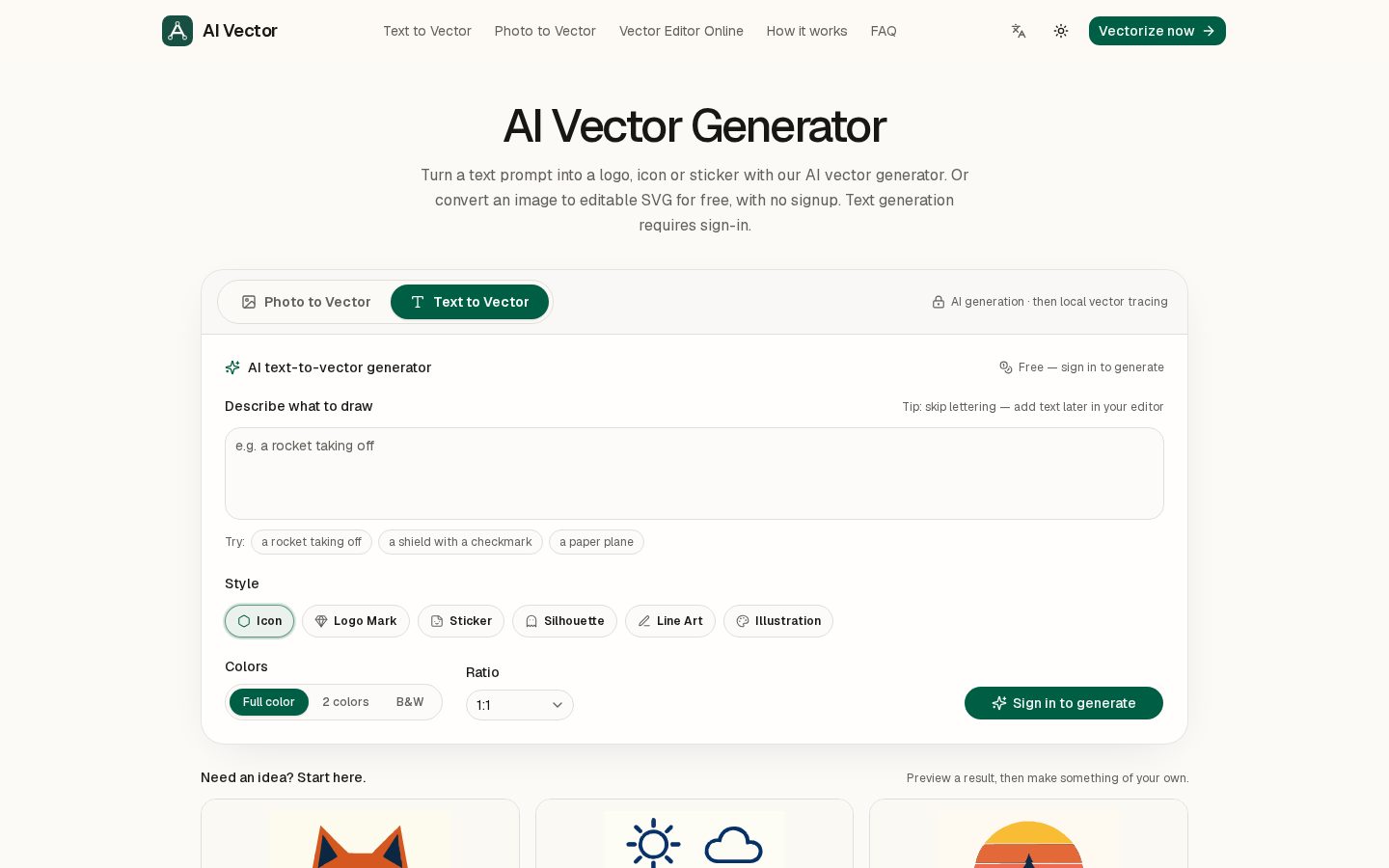 AI Vector Homepage