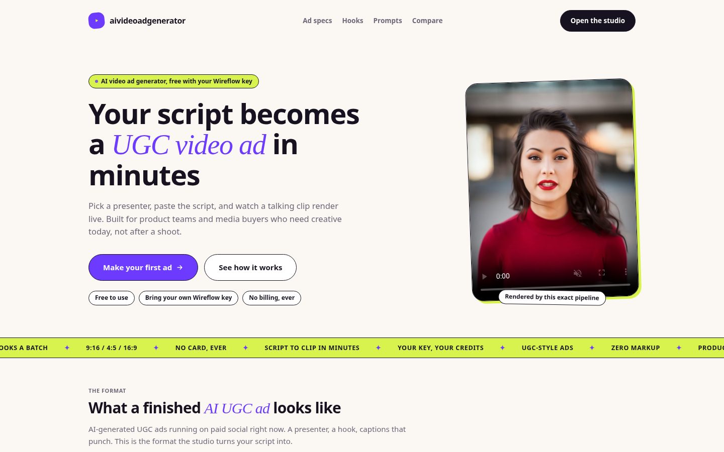 AI Video Ad Generator Homepage