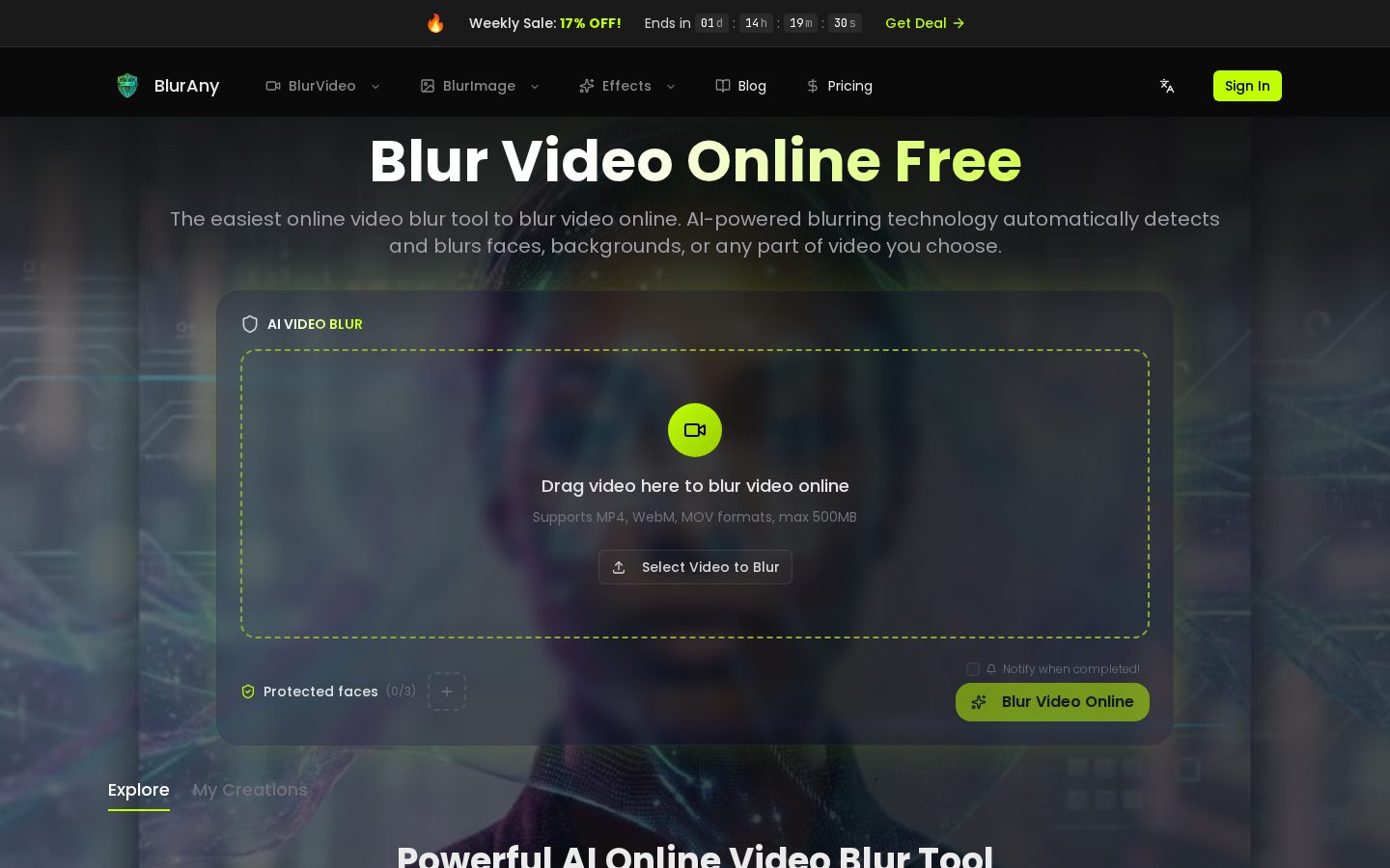 AI Video Blur Online Free Homepage