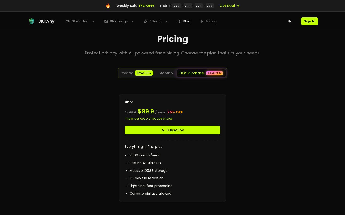 AI Video Blur Online Free Pricing
