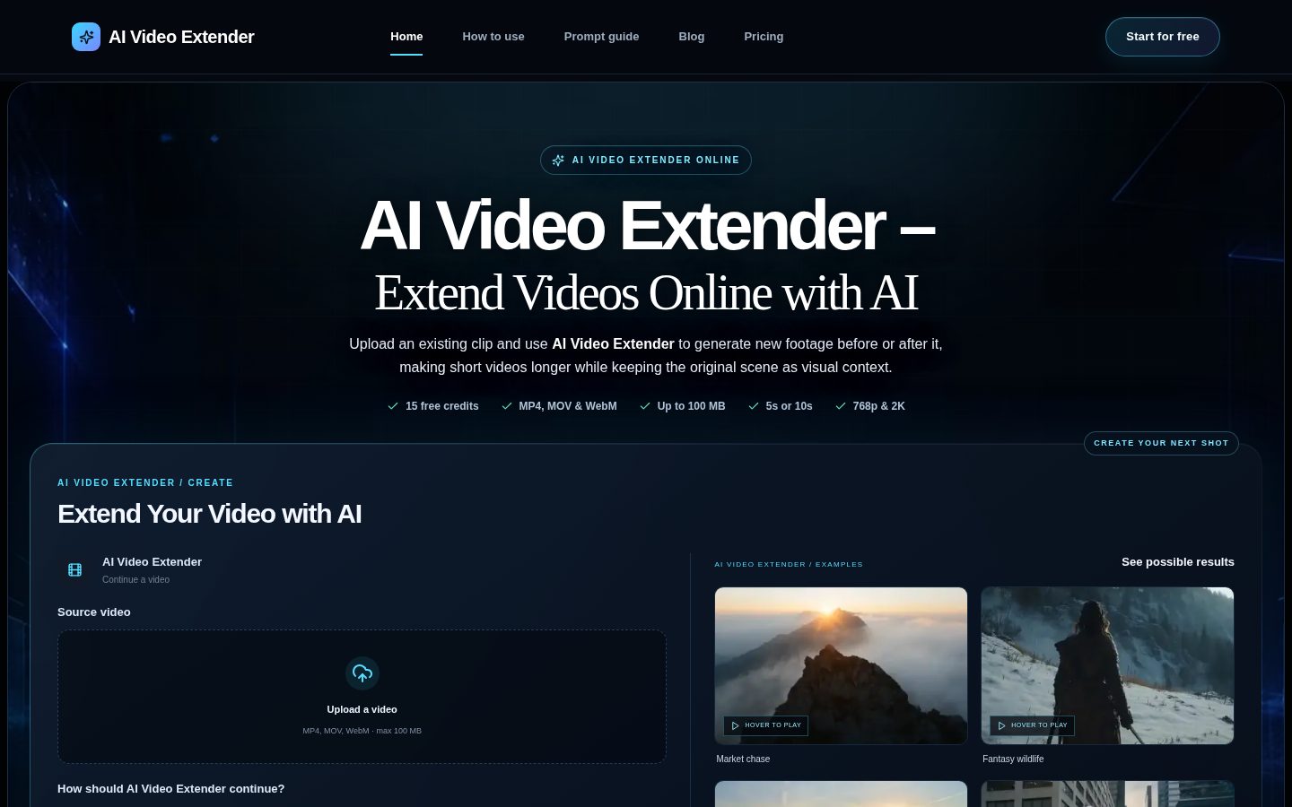 AI Video Extender Homepage