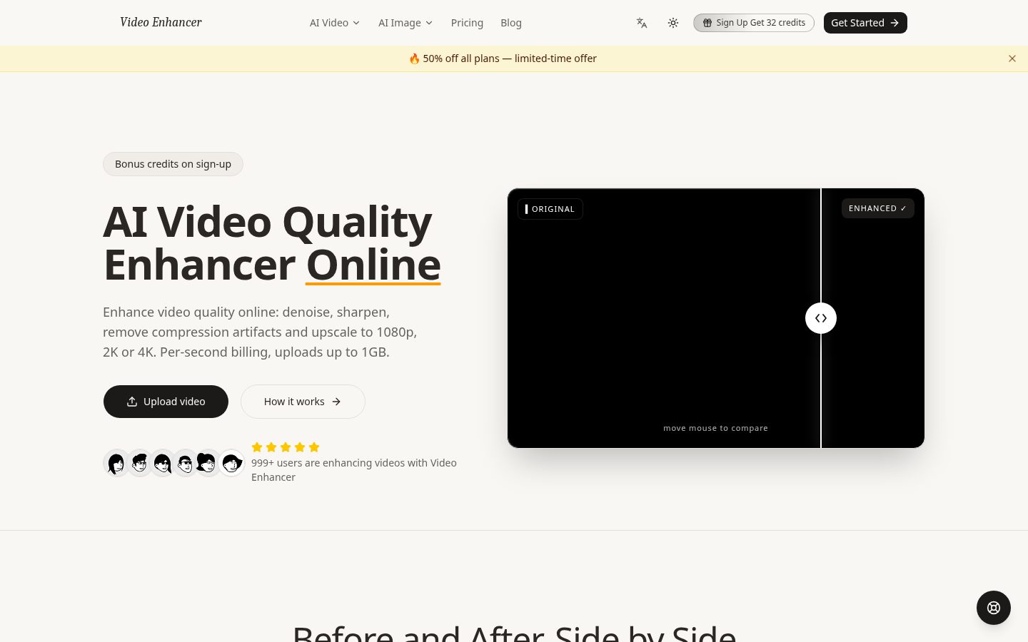 AI Video Quality Enhancer Homepage