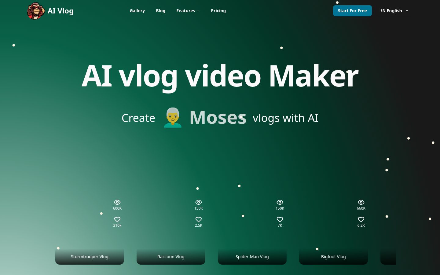 AI vlog video Maker Homepage