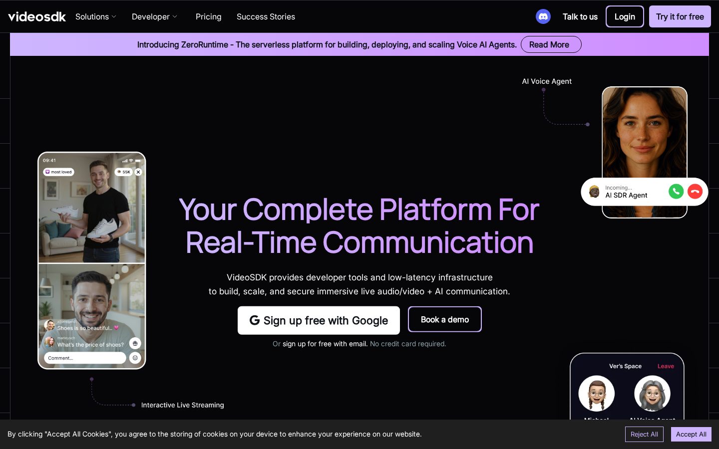 AI Voice Agent SDK Homepage