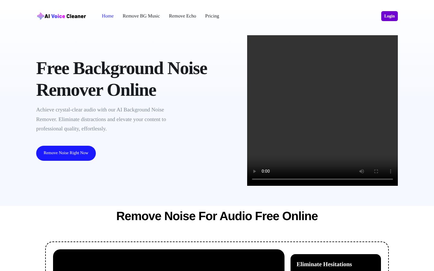 AI Voice Cleaner Homepage