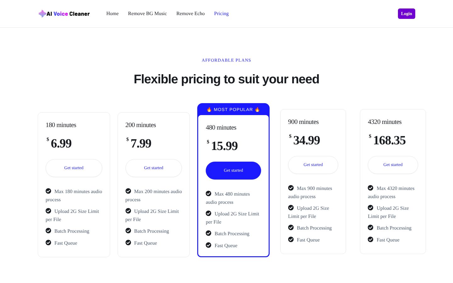 AI Voice Cleaner Pricing