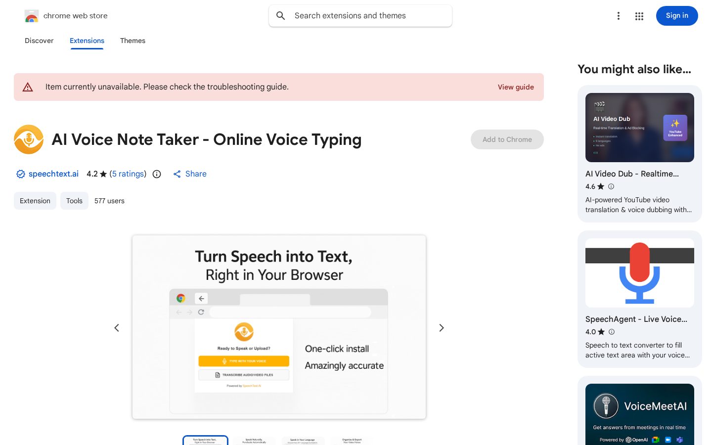 AI Voice Note Taker Homepage