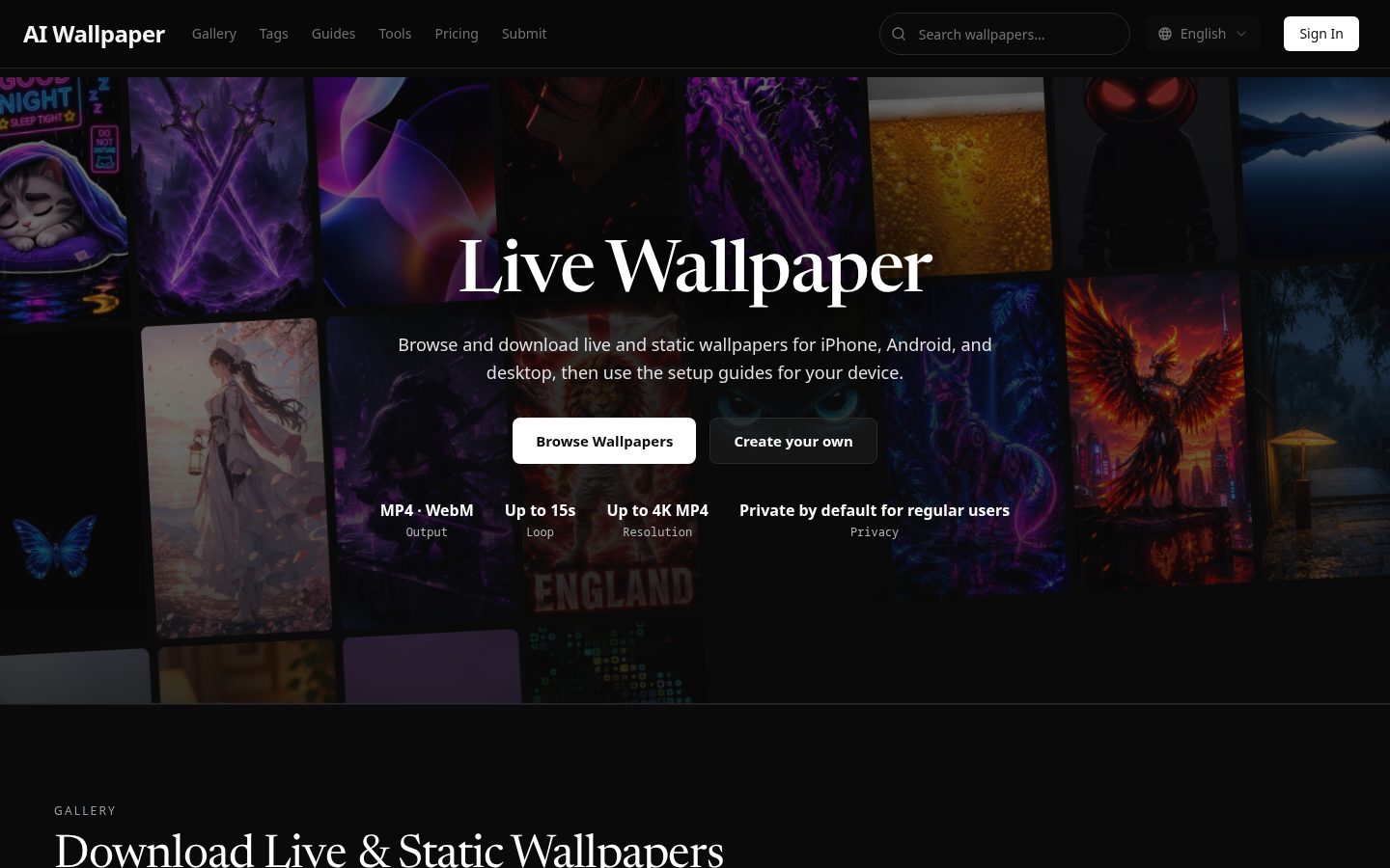 AI Wallpaper Homepage