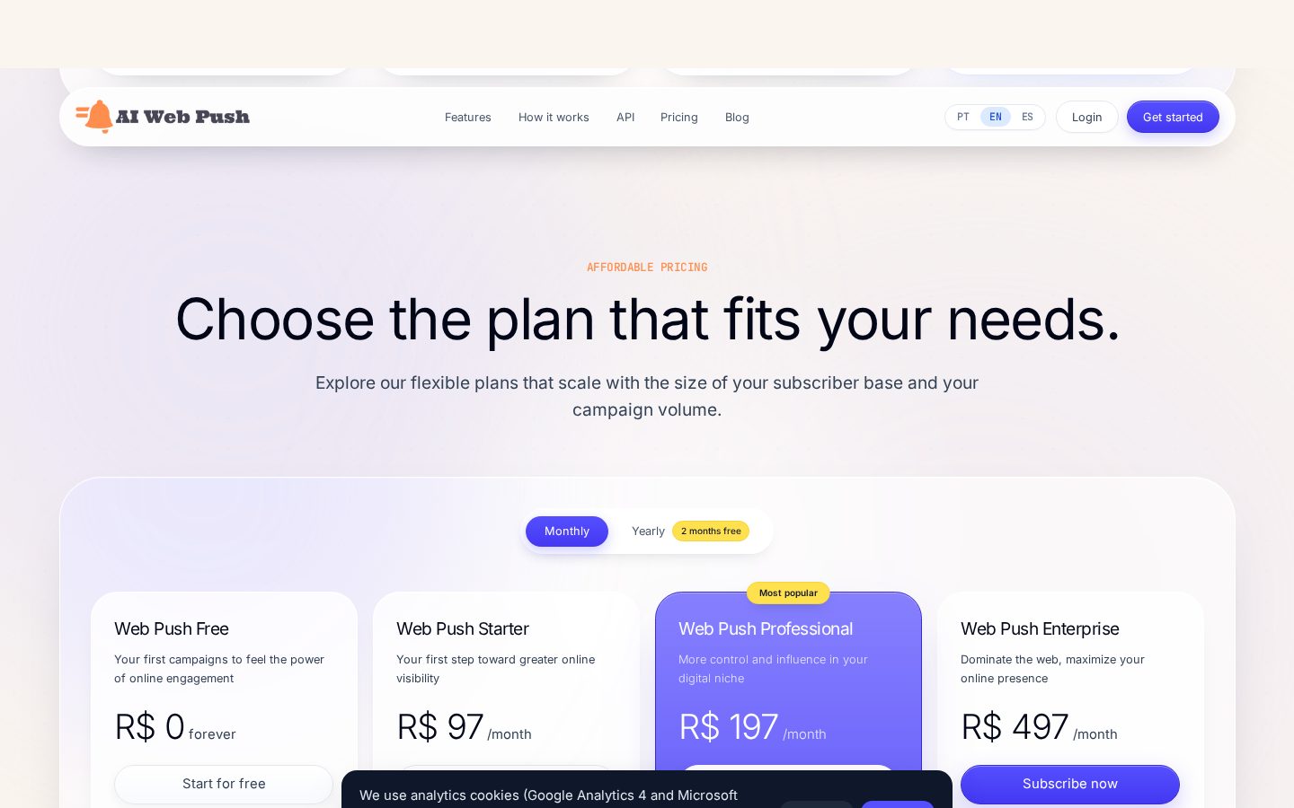 AI Web Push Pricing