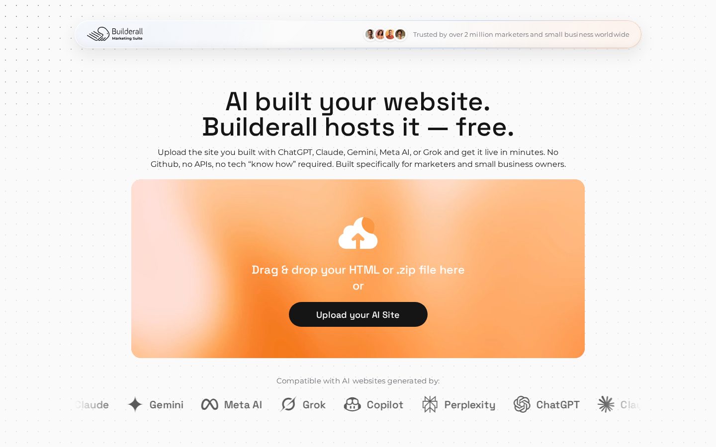 AI Website Hosting for Marketers and Business Owners Homepage