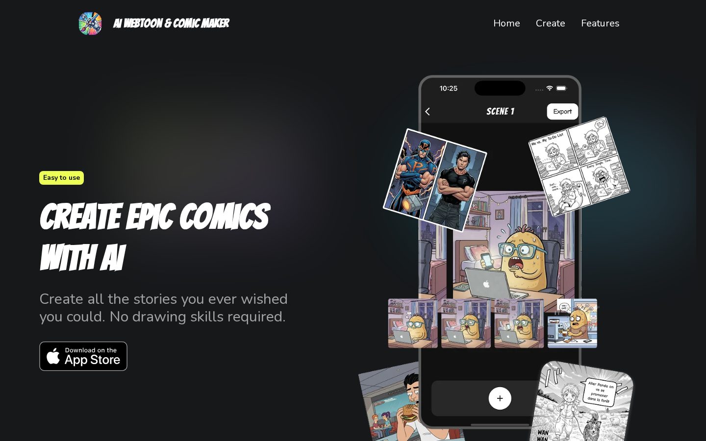 AI webtoon & comic maker Homepage