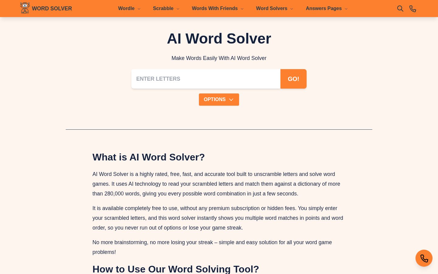 AI Word Solver Homepage