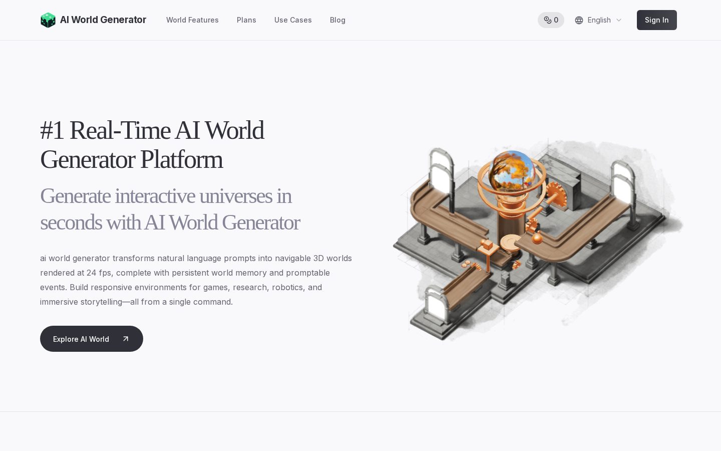 AI World Generator Homepage