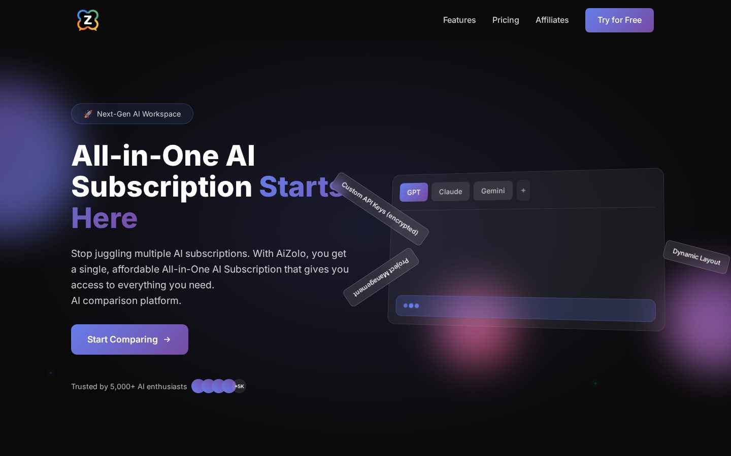 Ai Zolo Homepage