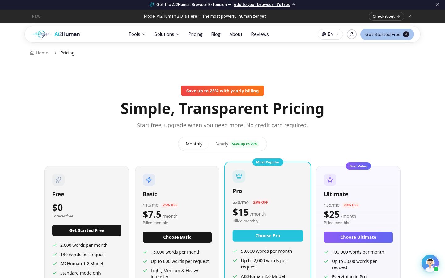 AI2Human Pricing