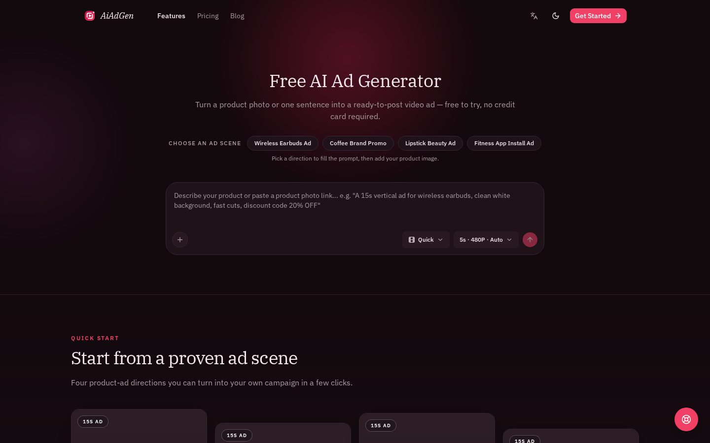 AiAdGen Homepage