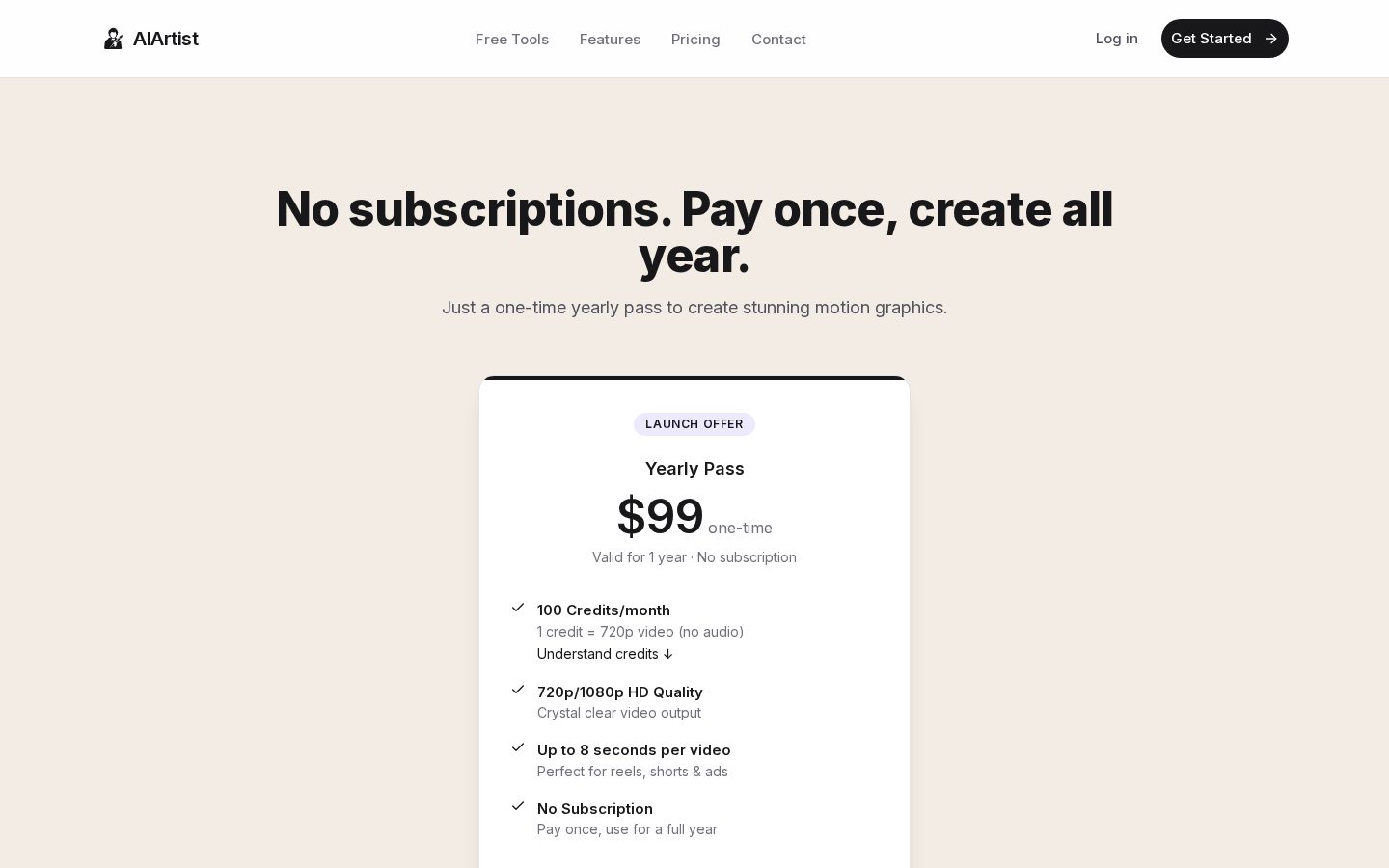 AIArtist Pricing